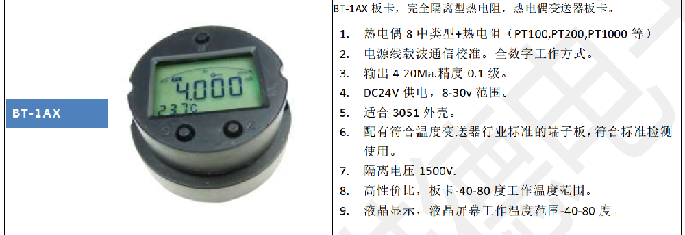 利諾德電子推出全隔離的熱電阻，熱電偶溫度變送器板卡。